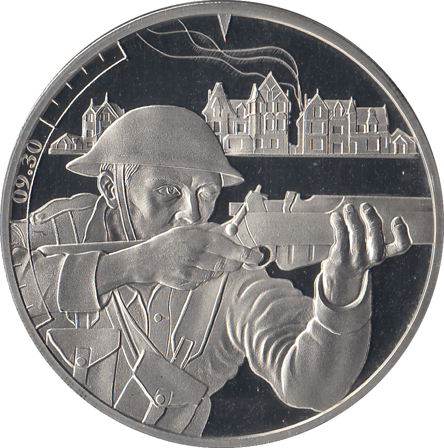 2019 £5 JERSEY 9:30 BRITISH TROOPS LIBERATE HERMANVILLE - £5 Proof - Cambridgeshire Coins