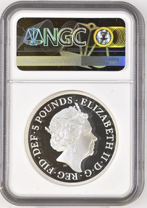 2019 £5 SILVER PROOF TWO OUNCE UNA AND THE LION ( NGC ) PF 69 ULTRA CAMEO - NGC SILVER COINS - Cambridgeshire Coins