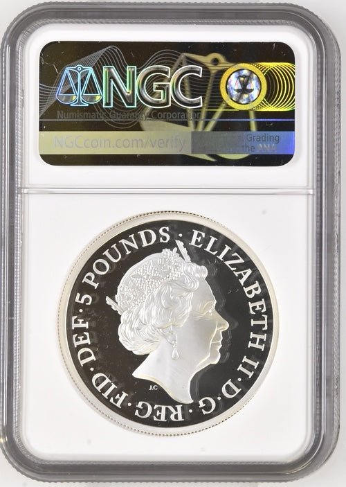 2019 £5 SILVER PROOF TWO OUNCE UNA AND THE LION ( NGC ) PF 69 ULTRA CAMEO - NGC SILVER COINS - Cambridgeshire Coins