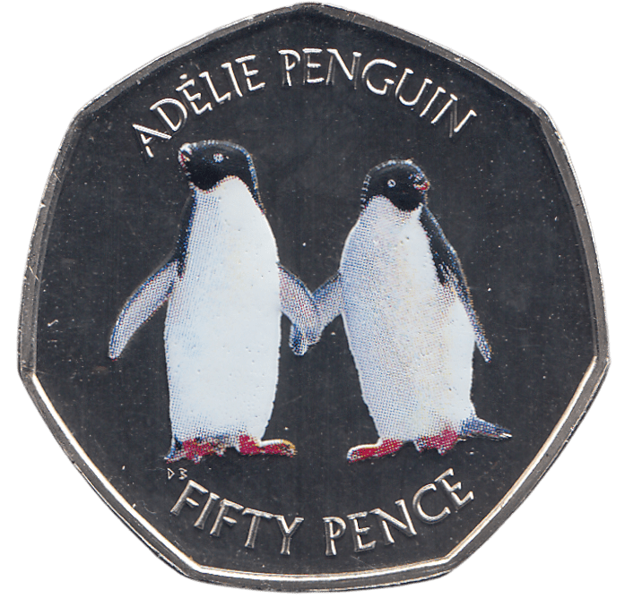 2019 50 PENCE ADELE PENGUIN ANTARCTIC TERRITORY COLOURISED ( BU ) - WORLD COINS - Cambridgeshire Coins
