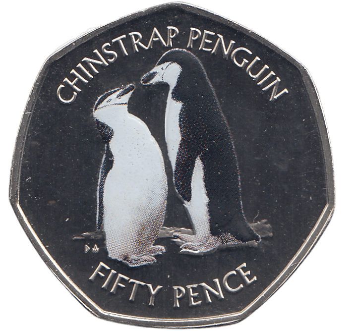 2019 50 PENCE CHINSTRAP PENGUIN ANTARCTIC TERRITORY COLOURISED ( BU ) - WORLD COINS - Cambridgeshire Coins