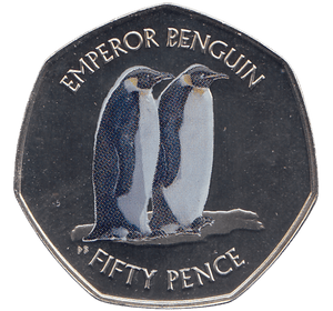 2019 50 PENCE EMPEROR PENGUIN ANTARCTIC TERRITORY COLOURISED ( BU ) - WORLD COINS - Cambridgeshire Coins