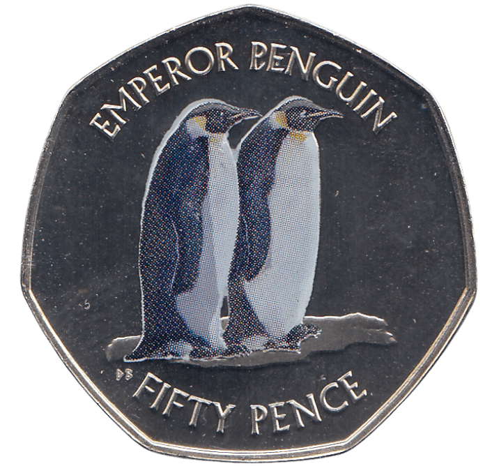 2019 50 PENCE EMPEROR PENGUIN ANTARCTIC TERRITORY COLOURISED ( BU ) - WORLD COINS - Cambridgeshire Coins
