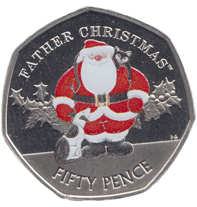 2019 50 PENCE FATHER CHRISTMAS COLOURISED ( BU ) - WORLD COINS - Cambridgeshire Coins