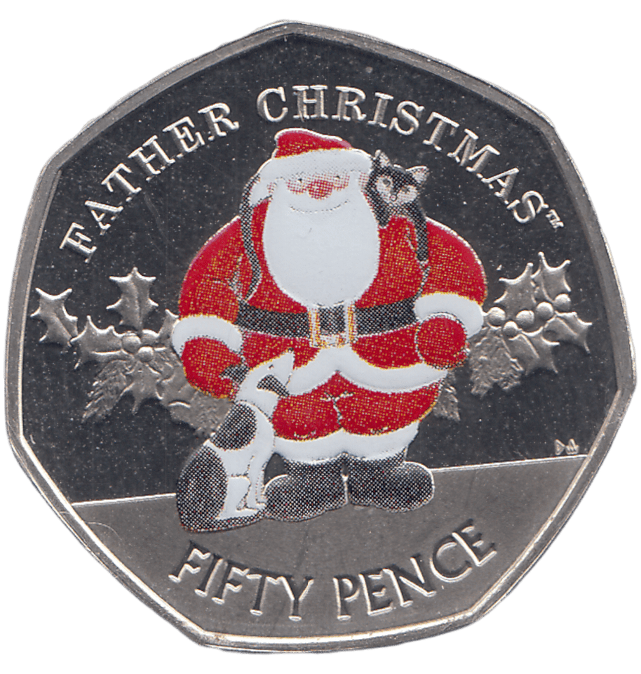 2019 50 PENCE FATHER CHRISTMAS COLOURISED ( BU ) - WORLD COINS - Cambridgeshire Coins