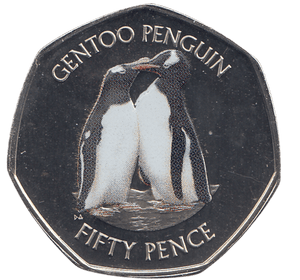 2019 50 PENCE GENTOO PENGUIN ANTARCTIC TERRITORY COLOURISED ( BU ) - WORLD COINS - Cambridgeshire Coins