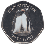 2019 50 PENCE GENTOO PENGUIN ANTARCTIC TERRITORY COLOURISED ( BU ) - WORLD COINS - Cambridgeshire Coins