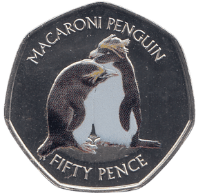 2019 50 PENCE MACARONI PENGUIN ANTARCTIC TERRITORY COLOURISED ( BU ) - WORLD COINS - Cambridgeshire Coins