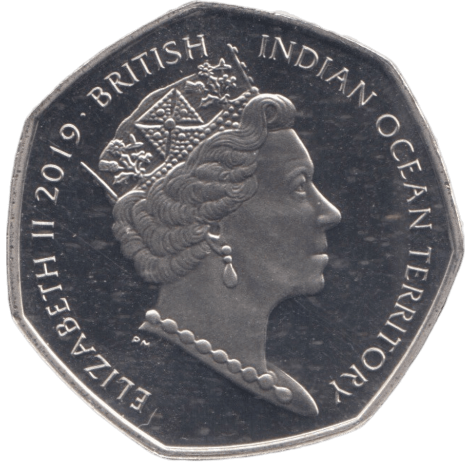 2019 50P COLOURED LEATHERBACK TURTLE - 50p BU - Cambridgeshire Coins