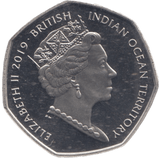 2019 50P COLOURED LEATHERBACK TURTLE - 50p BU - Cambridgeshire Coins