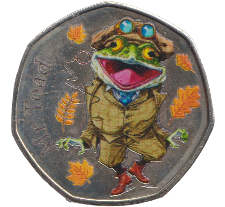 2019 50P SHAPED COIN WIND IN THE WILLOWS COLOURED - WORLD COINS - Cambridgeshire Coins