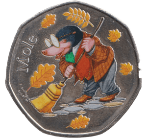 2019 50P SHAPED COIN WIND IN THE WILLOWS COLOURED - WORLD COINS - Cambridgeshire Coins