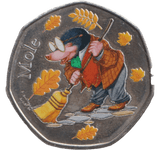 2019 50P SHAPED COIN WIND IN THE WILLOWS COLOURED - WORLD COINS - Cambridgeshire Coins