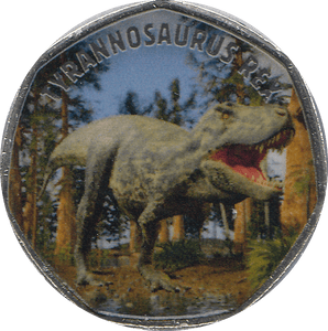 2019 50P SHAPED MEDALLION TYRANNOSAURUS REX - WORLD COINS - Cambridgeshire Coins