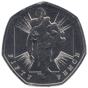 2019 50P WOUNDED SOLDIER ( BU ) - WORLD COINS - Cambridgeshire Coins