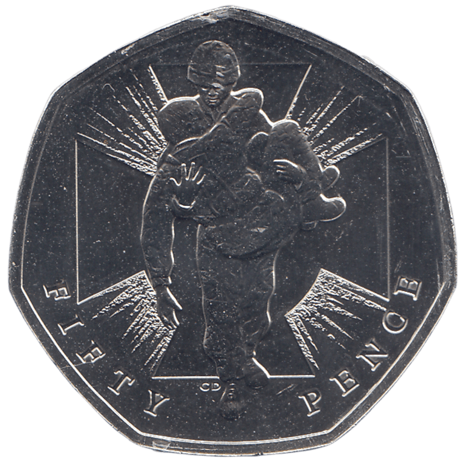2019 50P WOUNDED SOLDIER ( BU ) - WORLD COINS - Cambridgeshire Coins