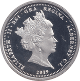 2019 COLOURED SILVER PROOF FIVE POUND THE FIRST MOOND LANDING ALDERNEY - SILVER WORLD COINS - Cambridgeshire Coins