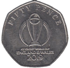 2019 CRICKET WORLD CUP 50P ISLE OF MAN - 50P REGIONAL ISSUES - Cambridgeshire Coins