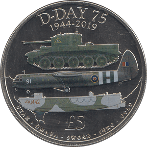 2019 FIVE POUNDS D - DAY 75TH ANNIVERSARY BAILIWICK OF GUERNSEY ( BU ) - WORLD COINS - Cambridgeshire Coins