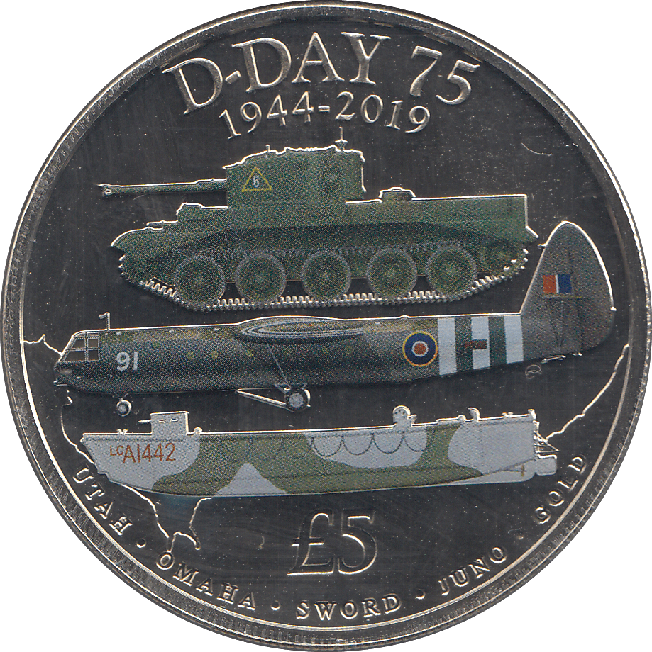 2019 FIVE POUNDS D - DAY 75TH ANNIVERSARY BAILIWICK OF GUERNSEY ( BU ) - WORLD COINS - Cambridgeshire Coins