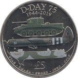 2019 FIVE POUNDS D - DAY 75TH ANNIVERSARY BAILIWICK OF GUERNSEY ( BU ) - WORLD COINS - Cambridgeshire Coins