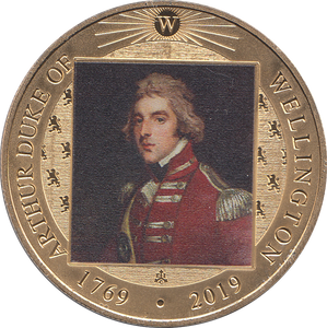 2019 GOLD PLATED CROWN ARTHUR DUKE OF WELLINGTON ( PROOF ) - WORLD COINS - Cambridgeshire Coins