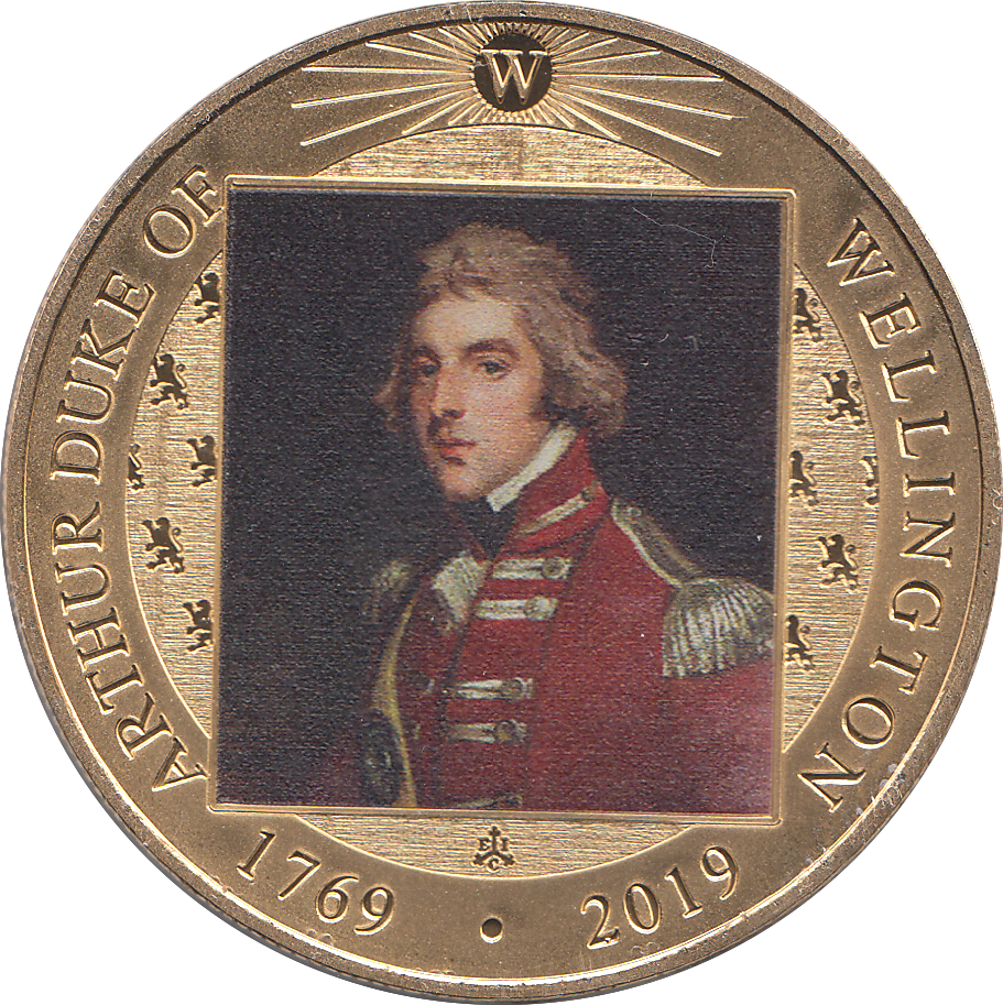 2019 GOLD PLATED CROWN ARTHUR DUKE OF WELLINGTON ( PROOF ) - WORLD COINS - Cambridgeshire Coins