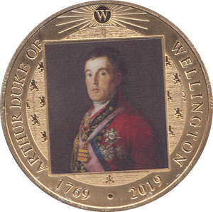 2019 GOLD PLATED CROWN ARTHUR DUKE OF WELLINGTON ( PROOF ) - WORLD COINS - Cambridgeshire Coins