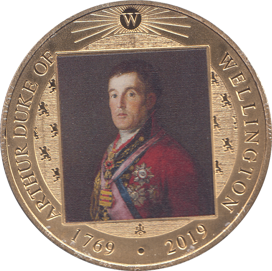 2019 GOLD PLATED CROWN ARTHUR DUKE OF WELLINGTON ( PROOF ) - WORLD COINS - Cambridgeshire Coins