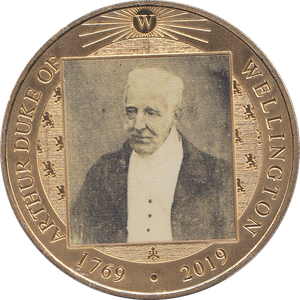 2019 GOLD PLATED CROWN ARTHUR DUKE OF WELLINGTON ( PROOF ) - WORLD COINS - Cambridgeshire Coins