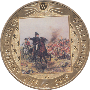 2019 GOLD PLATED CROWN ARTHUR DUKE OF WELLINGTON ( PROOF ) - WORLD COINS - Cambridgeshire Coins