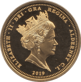 2019 GOLD PLATED PROOF FIVE POUNDS ALDERNEY - WORLD COINS - Cambridgeshire Coins