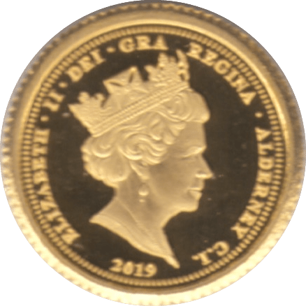 2019 GOLD PROOF FIVE POUNDS ALDERNEY - Gold World Coins - Cambridgeshire Coins