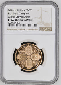 2019 GOLD PROOF GOTHIC CROWN SHIELD ST. HELENA NGC PF 69 ULTRA CAMEO - NGC GOLD COINS - Cambridgeshire Coins