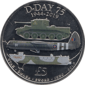 2019 GUERNSEY 75TH ANNIVERSARY D DAY FIVE POUND COIN ( BU ) - WORLD COINS - Cambridgeshire Coins
