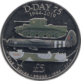 2019 GUERNSEY 75TH ANNIVERSARY D DAY FIVE POUND COIN ( BU ) - WORLD COINS - Cambridgeshire Coins