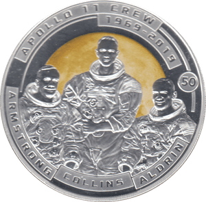 2019 MOON LANDING HALF DOLLAR APOLLO 11 CREW SILVER PROOF PLATED - WORLD COINS - Cambridgeshire Coins