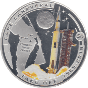 2019 MOON LANDING HALF DOLLAR CAPE CANAVERAL PROOF PLATED - WORLD COINS - Cambridgeshire Coins