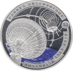2019 MOON LANDING HALF DOLLAR PARKES OBSERVATORY SILVER PROOF PLATED - WORLD COINS - Cambridgeshire Coins