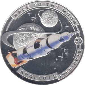 2019 MOON LANDING HALF DOLLAR RACE TO THE MOON SILVER PROOF PLATED - WORLD COINS - Cambridgeshire Coins