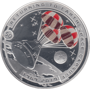 2019 MOON LANDING HALF DOLLAR RETURNING TO EARTH SILVER PROOF PLATED - WORLD COINS - Cambridgeshire Coins