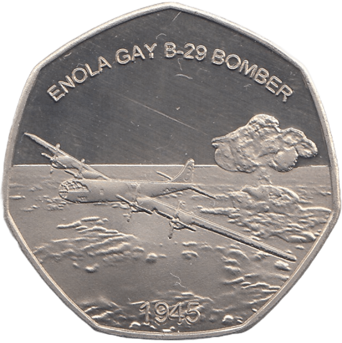Vew 2019 ENOLA GAY B-29 BOMBER Commemoratve Con/ffty Pence 50P - Foto 6