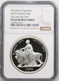 2019 £5 SILVER PROOF TWO OUNCE UNA AND THE LION ( NGC ) PF 69 ULTRA CAMEO - NGC SILVER COINS - Cambridgeshire Coins