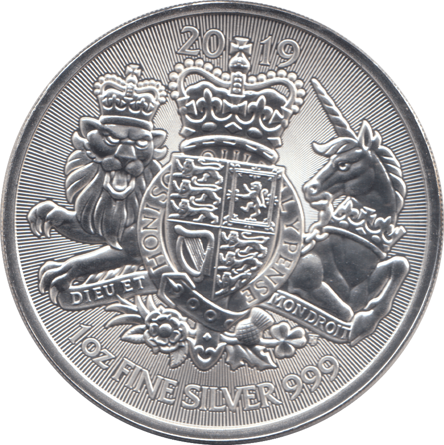 2019 SILVER 1OZ ROYAL ARMS - SILVER WORLD COINS - Cambridgeshire Coins