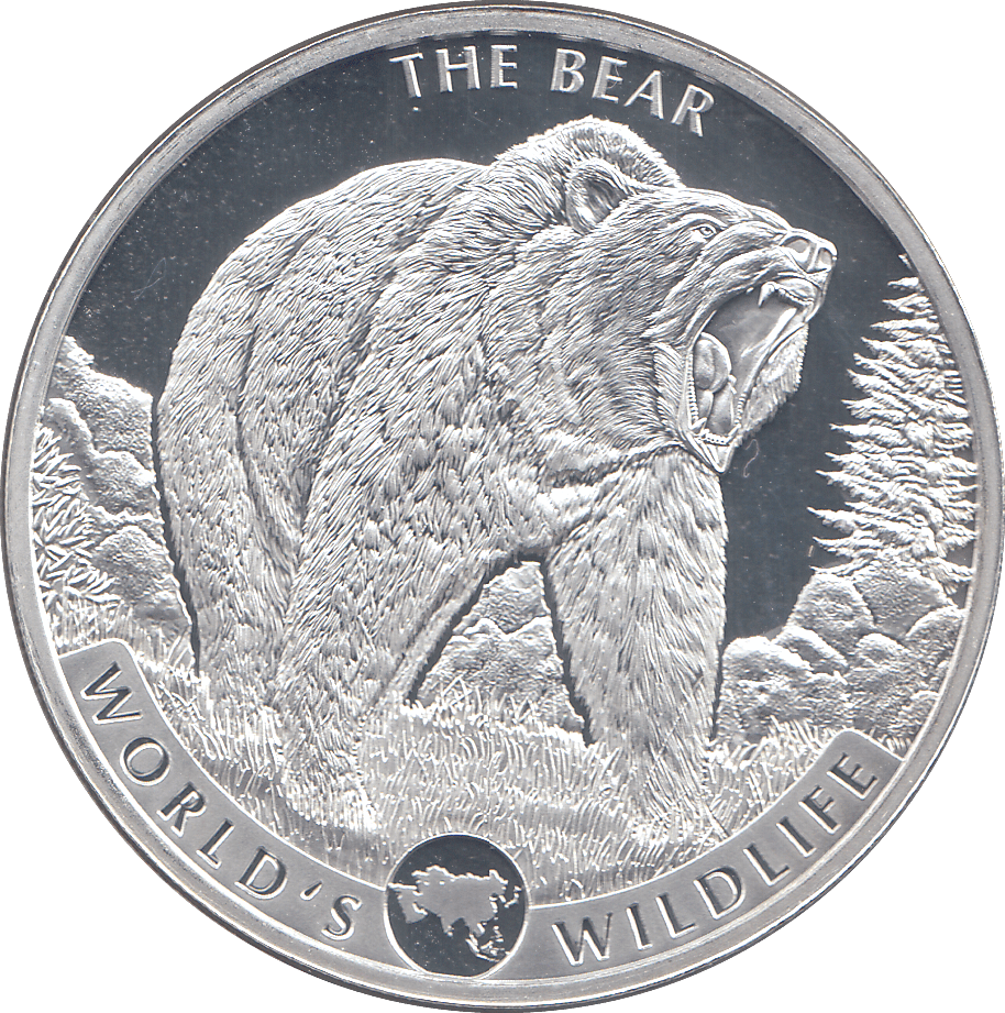 2019 SILVER 20 FRANCS THE BEAR DEMOCRATIC REPUBLIC OF CONGO ( BU ) - SILVER WORLD COINS - Cambridgeshire Coins