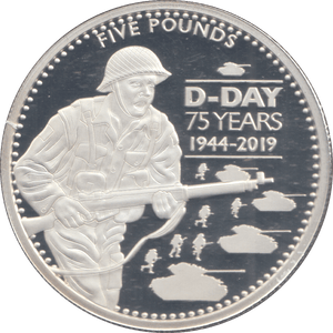 2019 SILVER 5 POUNDS D DAY LANDING ( PROOF ) - WORLD COINS - Cambridgeshire Coins