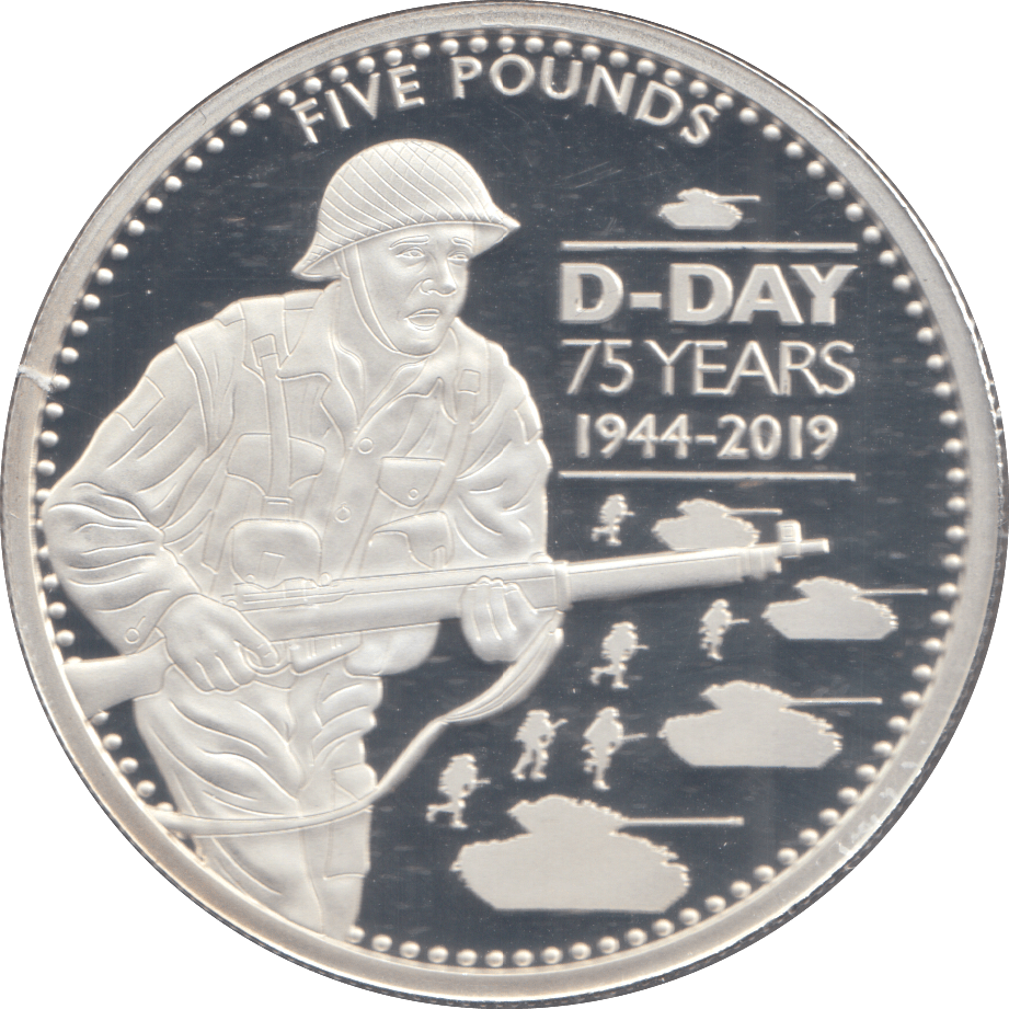 2019 SILVER 5 POUNDS D DAY LANDING ( PROOF ) - WORLD COINS - Cambridgeshire Coins