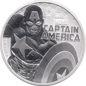 2019 SILVER MARVEL ONE DOLLAR CAPTAIN AMERICA TUVALU - SILVER WORLD COINS - Cambridgeshire Coins