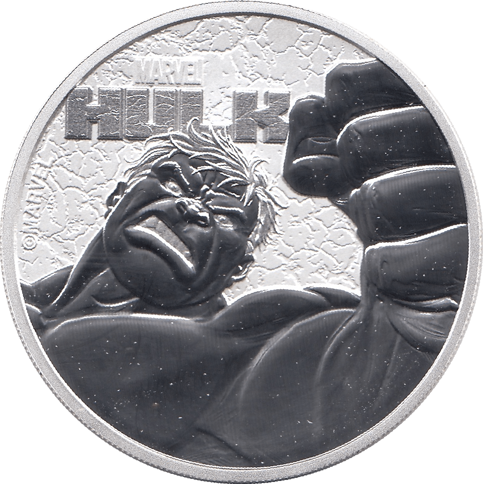 2019 SILVER MARVEL ONE DOLLAR HULK TUVALU - SILVER WORLD COINS - Cambridgeshire Coins