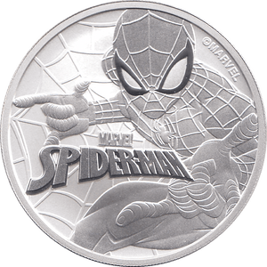 2019 SILVER MARVEL ONE DOLLAR SPIDER MAN MAN TUVALU - SILVER WORLD COINS - Cambridgeshire Coins